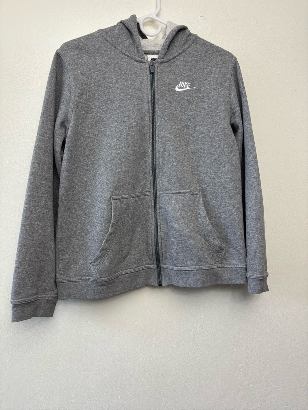 Nike Boys XL Gray Full Zip Fleece Hoodie Embroidered Swoosh